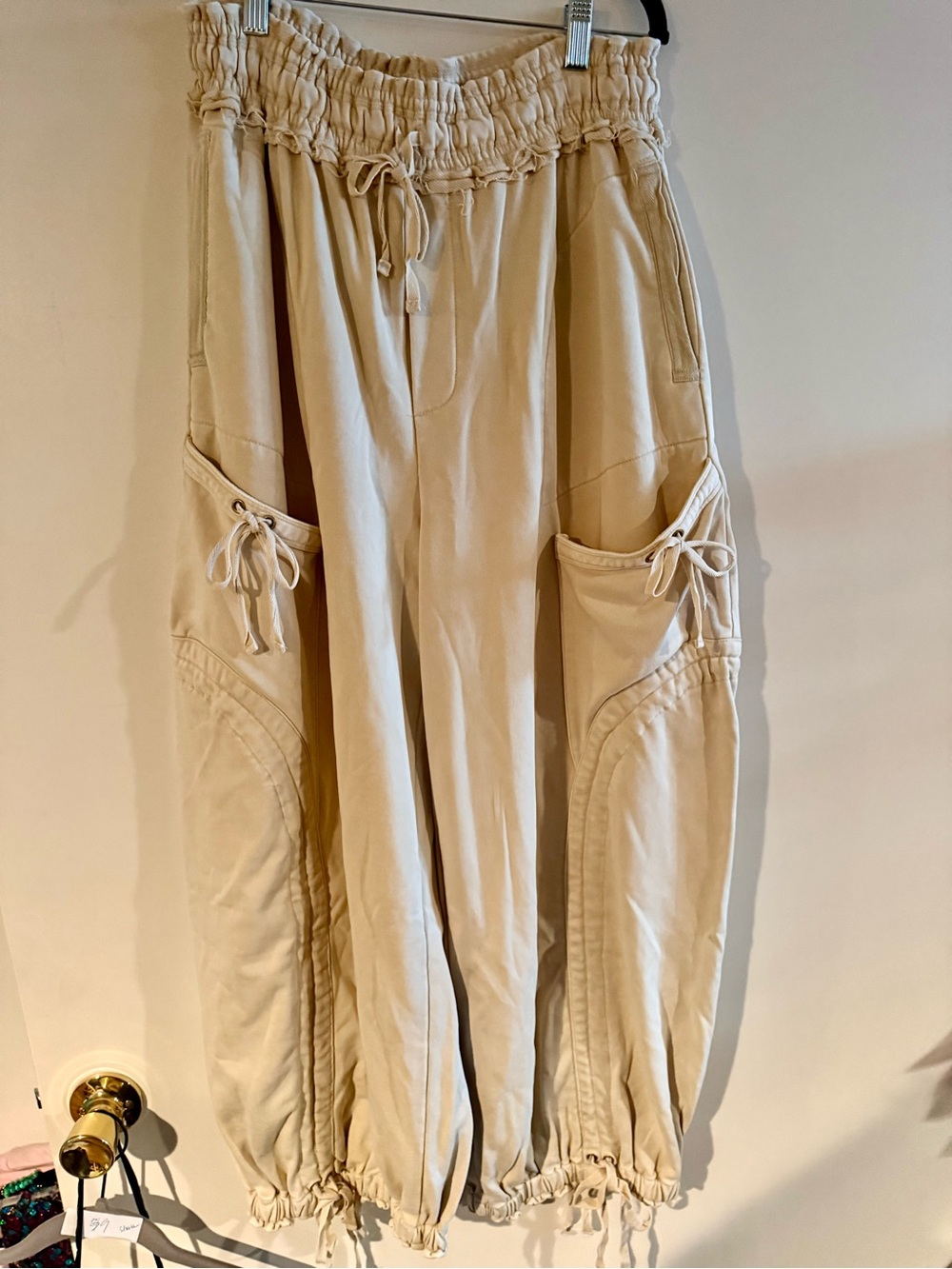 mittoshop Beige Cargo Drawstring Jogger Pants